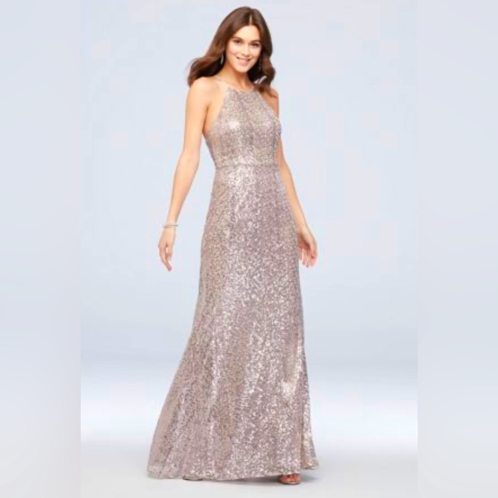 All over sequined metallic dress (champagne)